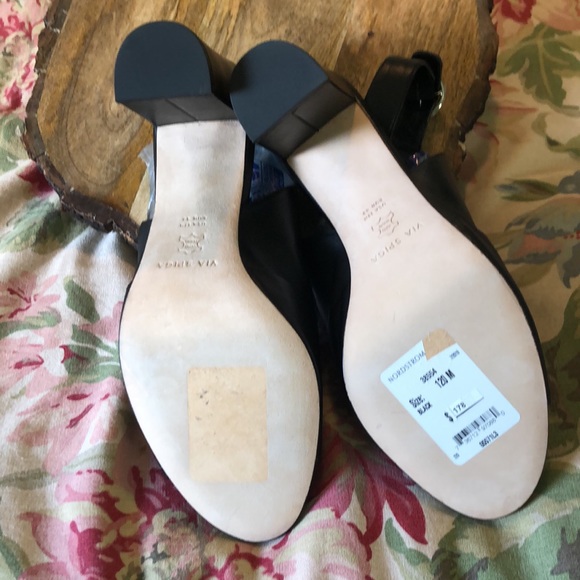 VIA SPIGA Size 12M Open Toe LEATHER Clog 4” Heel Anklestrap 
Leather Buckle $178 - Picture 14 of 17